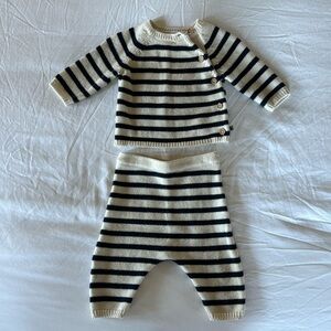 Petit Bateau Stripe Longsleeve Sweater/Pant Set • 3 months • Navy/White Stripe